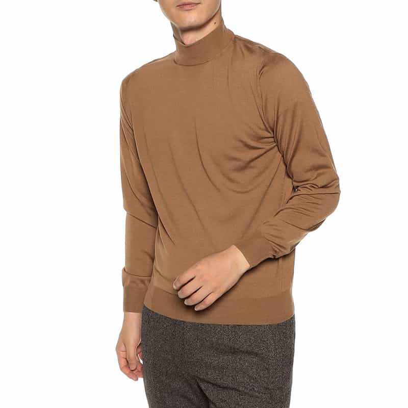 FILIPPO DE LAURENTIIS バーニーズ ニューヨーク限定モックネックニットプルオーバー CAMEL