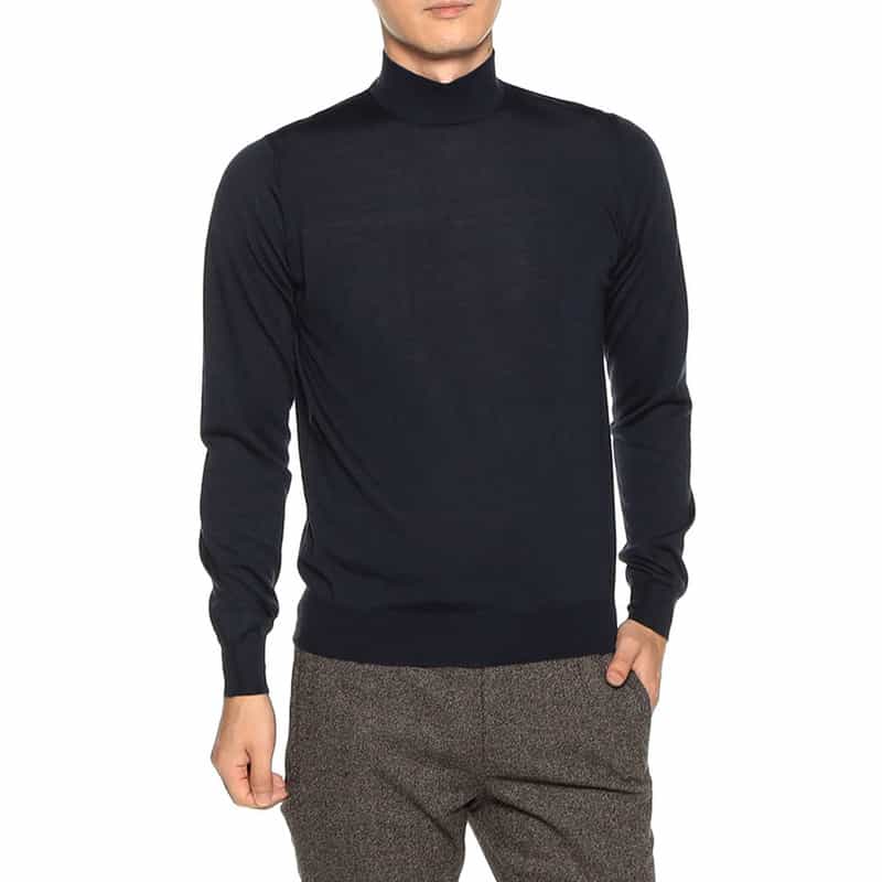 FILIPPO DE LAURENTIIS バーニーズ ニューヨーク限定モックネックニットプルオーバー NAVY