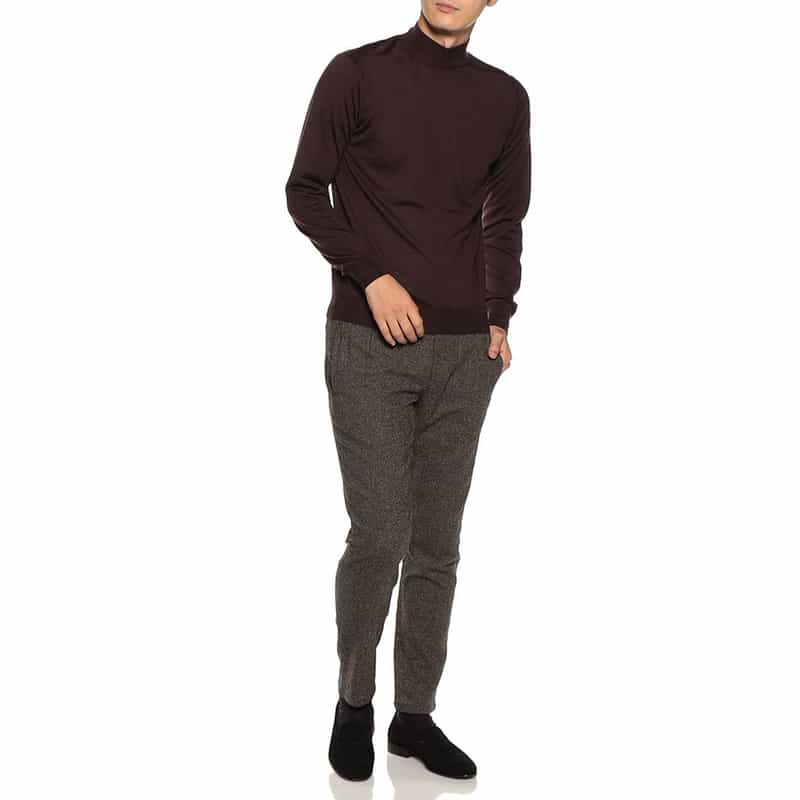 FILIPPO DE LAURENTIIS バーニーズ ニューヨーク限定モックネックニットプルオーバー WINE