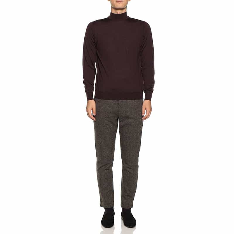 FILIPPO DE LAURENTIIS バーニーズ ニューヨーク限定モックネックニットプルオーバー WINE