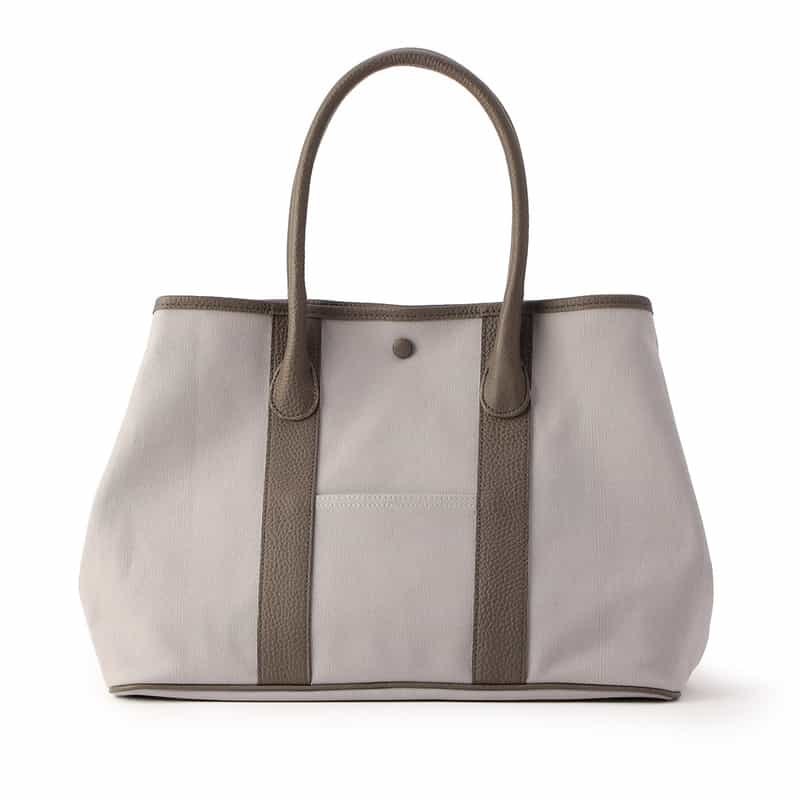 BARNEYS NEW YORK キャンバス × レザー トートバッグ LIGHT GRAY