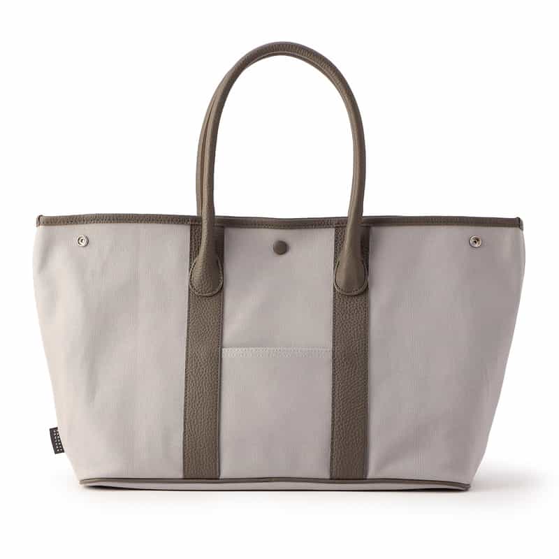 BARNEYS NEW YORK キャンバス × レザー トートバッグ LIGHT GRAY