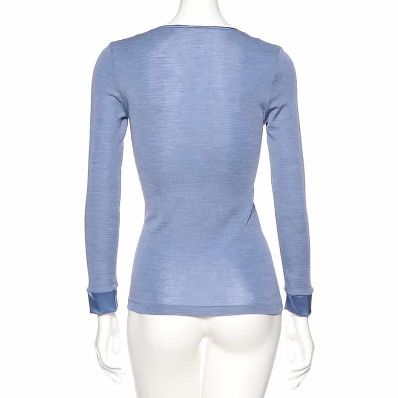 OSCALITO ウールシルク サテントリムプルオーバー LIGHT BLUE