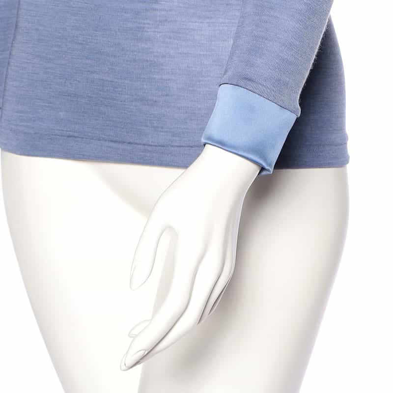 OSCALITO ウールシルク サテントリムプルオーバー LIGHT BLUE