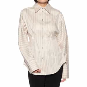 ウエストシェイプ ストライプ柄シャツ