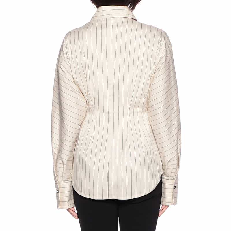 TELA ウエストシェイプ ストライプ柄シャツ BEIGE