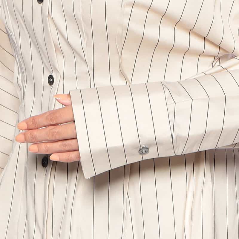 TELA ウエストシェイプ ストライプ柄シャツ BEIGE