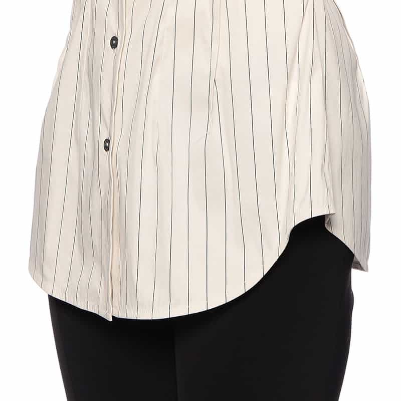 TELA ウエストシェイプ ストライプ柄シャツ BEIGE