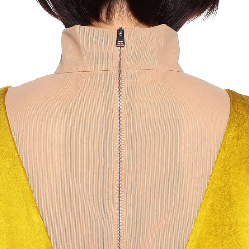 TELA チュール×ベロア コンビネーションドレス MUSTARD