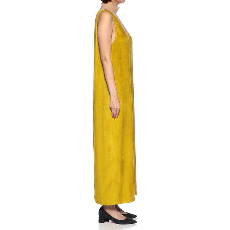 TELA チュール×ベロア コンビネーションドレス MUSTARD