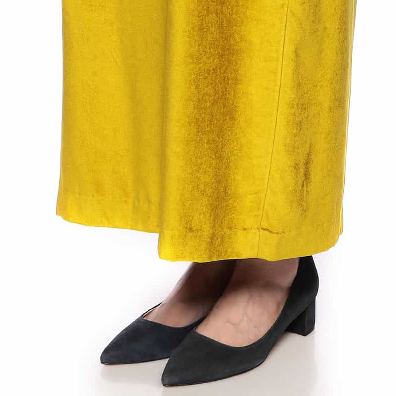 TELA チュール×ベロア コンビネーションドレス MUSTARD