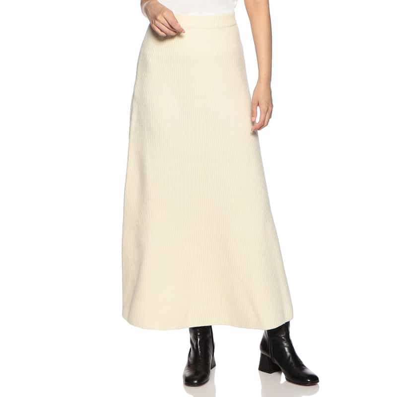 AURALEE リブニットスカート WHITE