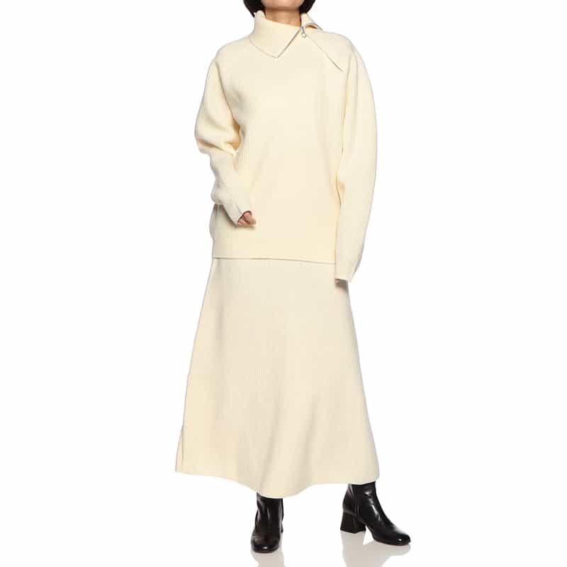 AURALEE リブニットスカート WHITE