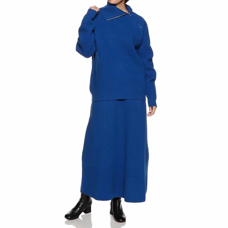 AURALEE リブニットスカート BLUE