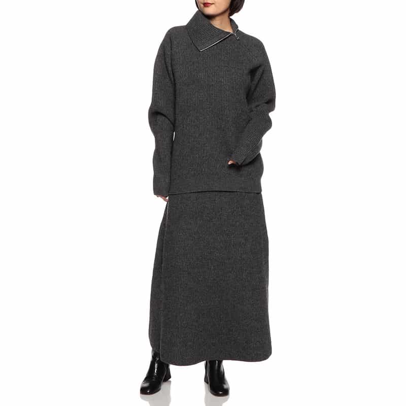 AURALEE リブニットスカート GRAY