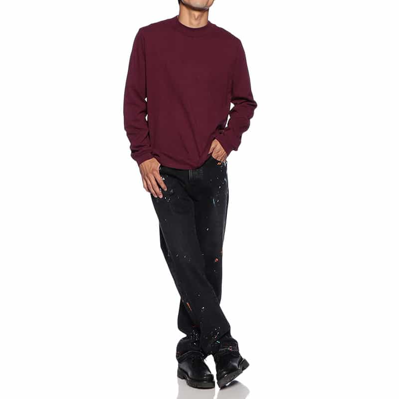 LES TIEN モックネックロングスリーブTシャツ WINE