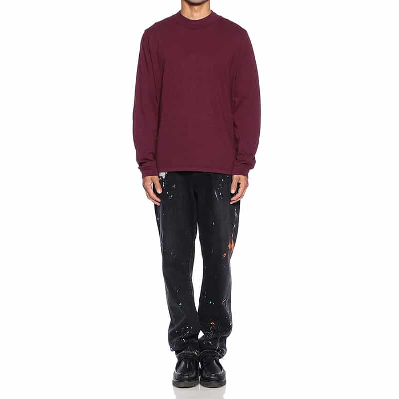 LES TIEN モックネックロングスリーブTシャツ WINE