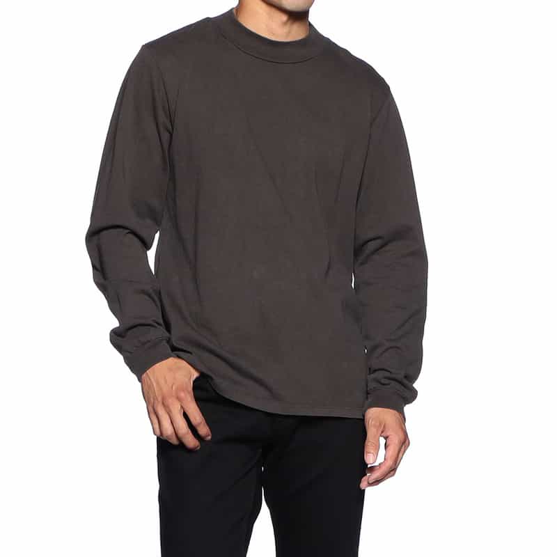 LES TIEN モックネックロングスリーブTシャツ DARK GRAY