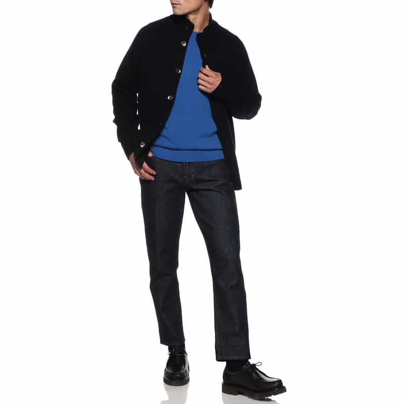 BARNEYS NEW YORK スタンドカラーニットカーディガン NAVY