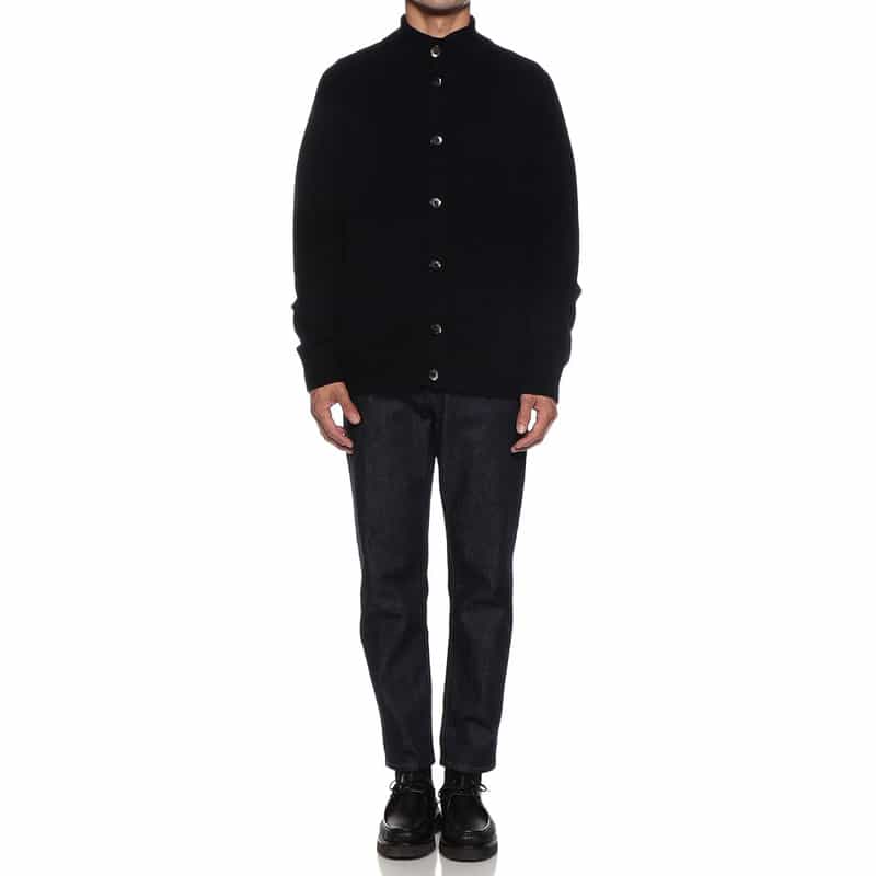 BARNEYS NEW YORK スタンドカラーニットカーディガン NAVY