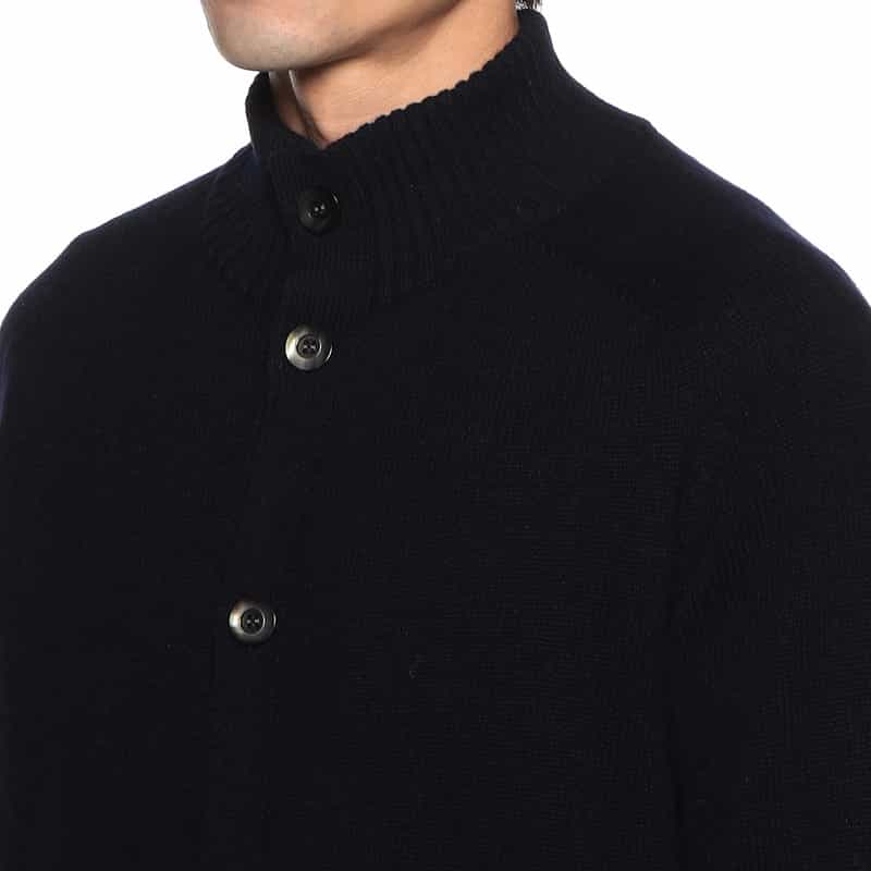 BARNEYS NEW YORK スタンドカラーニットカーディガン NAVY