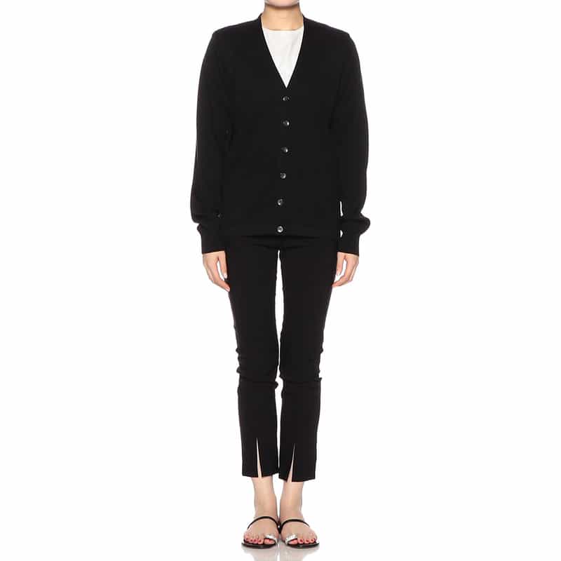 BARNEYS NEW YORK ウォッシャブル海島綿Vネックカーディガン BLACK