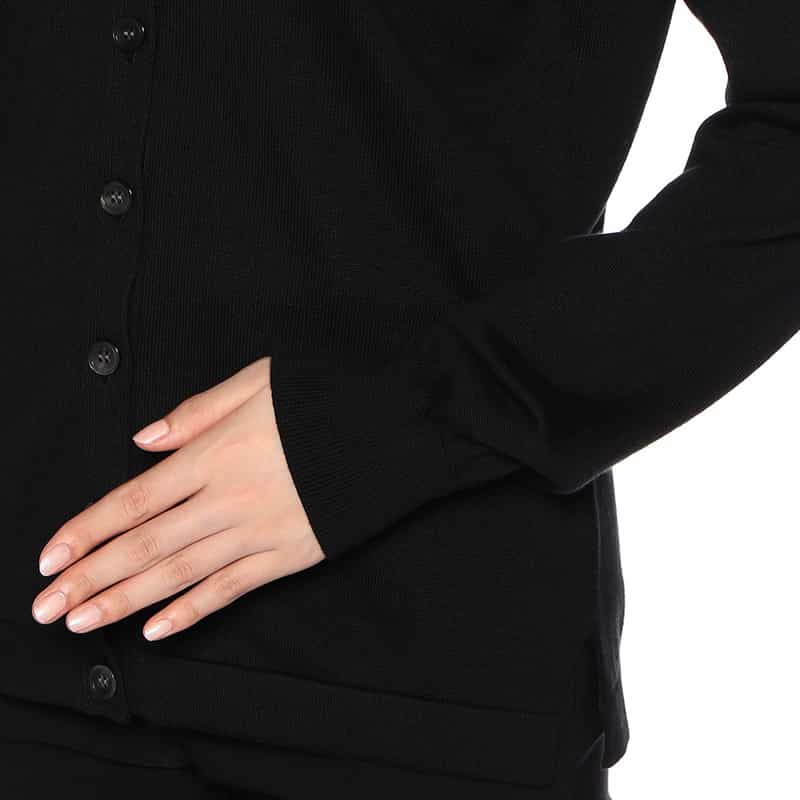 BARNEYS NEW YORK ウォッシャブル海島綿Vネックカーディガン BLACK