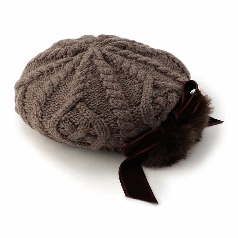 ATHENA NEW YORK “ELLIE" ニットベレー帽 BROWN