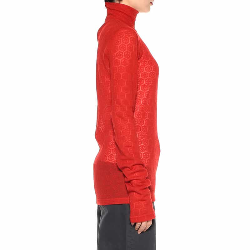 KANAKO SAKAI シアー タートルネックニットプルオーバー RED