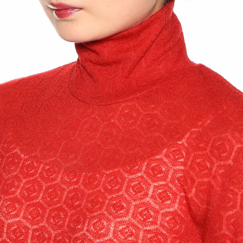 KANAKO SAKAI シアー タートルネックニットプルオーバー RED