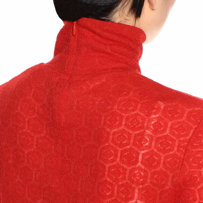 KANAKO SAKAI シアー タートルネックニットプルオーバー RED