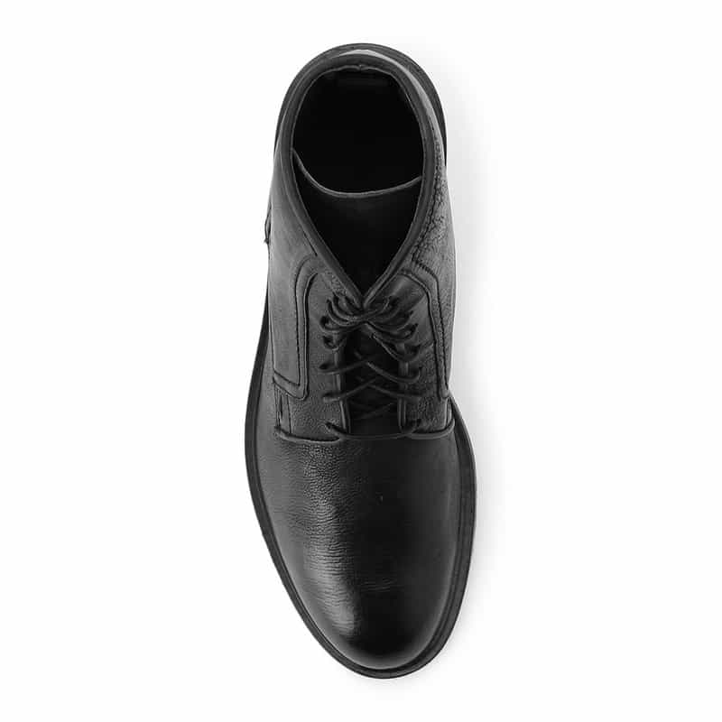 BARNEYS NEW YORK オイルドレザーレースアップブーツ BLACK