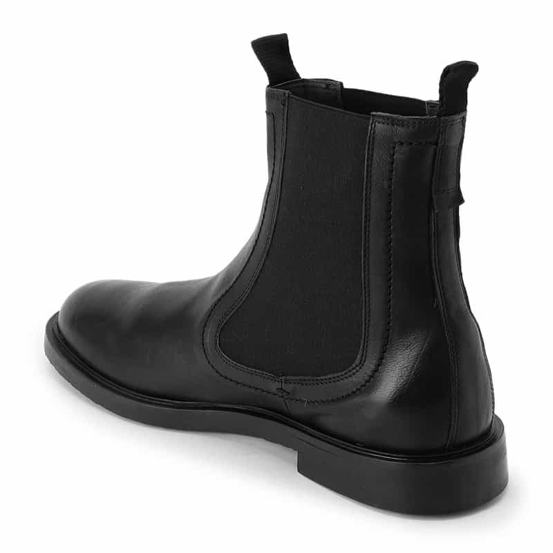 BARNEYS NEW YORK オイルドレザーサイドゴアブーツ BLACK