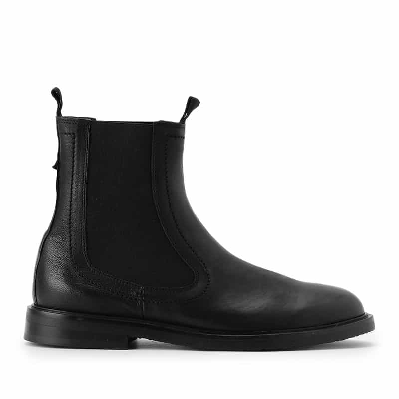 BARNEYS NEW YORK オイルドレザーサイドゴアブーツ BLACK