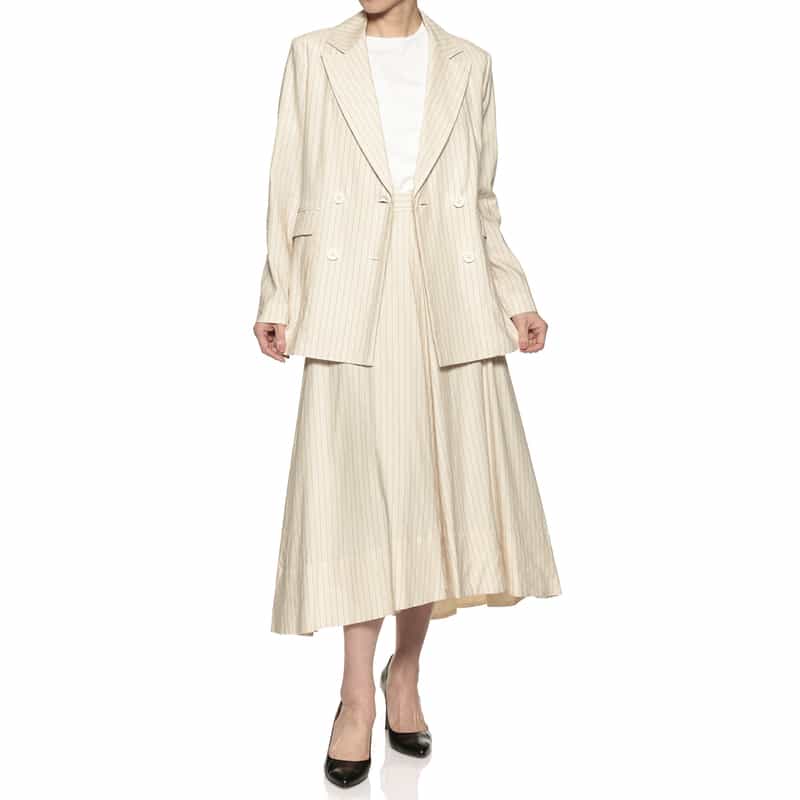 BARNEYS NEW YORK セットアップ ピンストライプ ダブルブレステッドジャケット WHITE