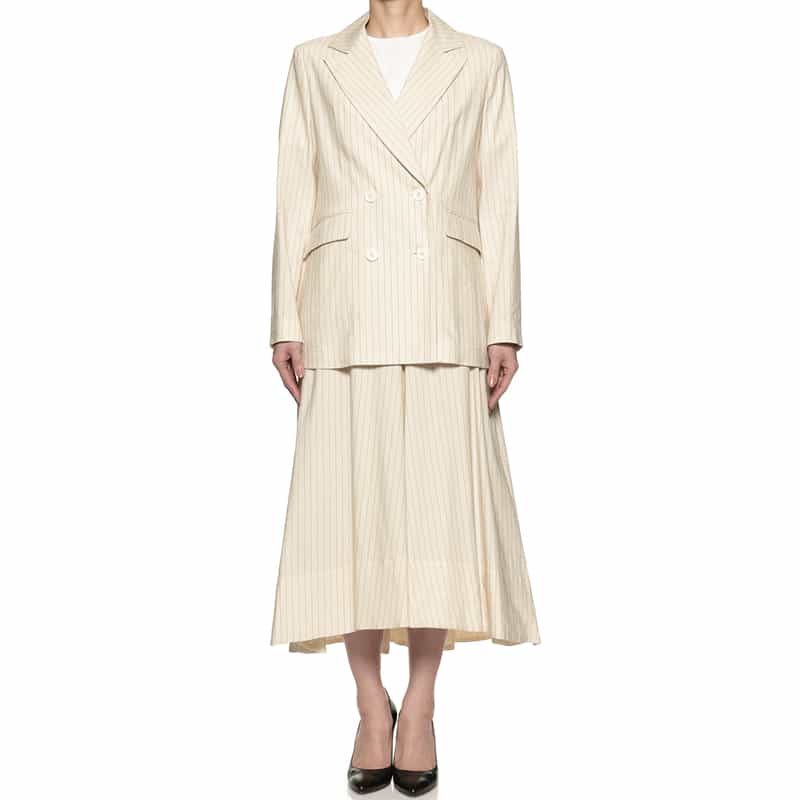 BARNEYS NEW YORK セットアップ ピンストライプ ダブルブレステッドジャケット WHITE