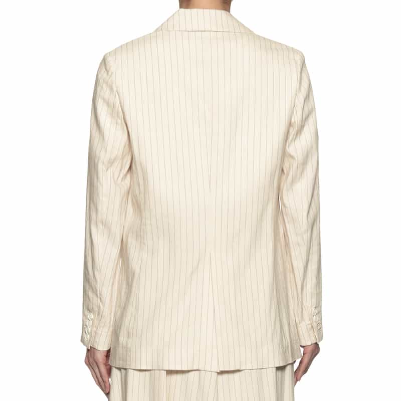 BARNEYS NEW YORK セットアップ ピンストライプ ダブルブレステッドジャケット WHITE