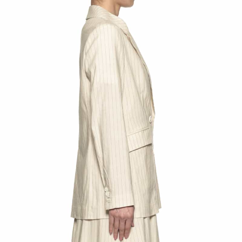 BARNEYS NEW YORK セットアップ ピンストライプ ダブルブレステッドジャケット WHITE