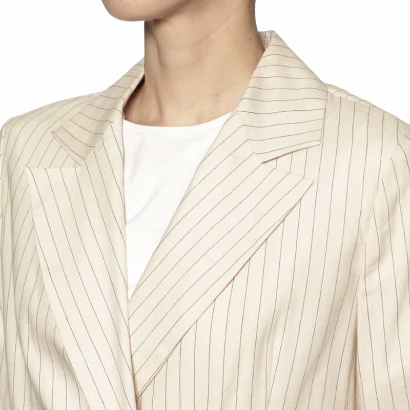 BARNEYS NEW YORK セットアップ ピンストライプ ダブルブレステッドジャケット WHITE