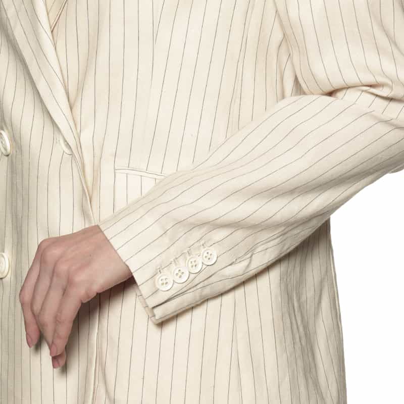 BARNEYS NEW YORK セットアップ ピンストライプ ダブルブレステッドジャケット WHITE