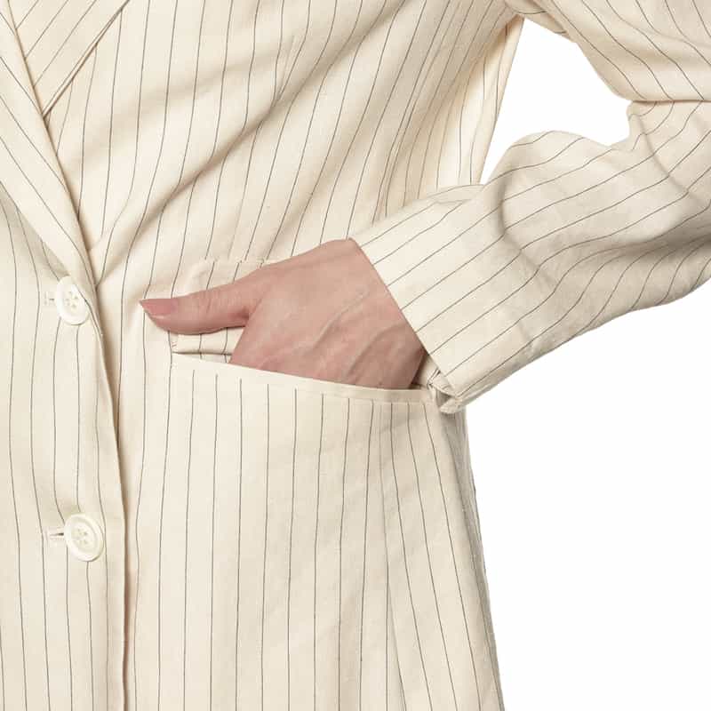 BARNEYS NEW YORK セットアップ ピンストライプ ダブルブレステッドジャケット WHITE