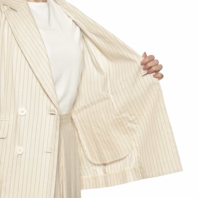 BARNEYS NEW YORK セットアップ ピンストライプ ダブルブレステッドジャケット WHITE