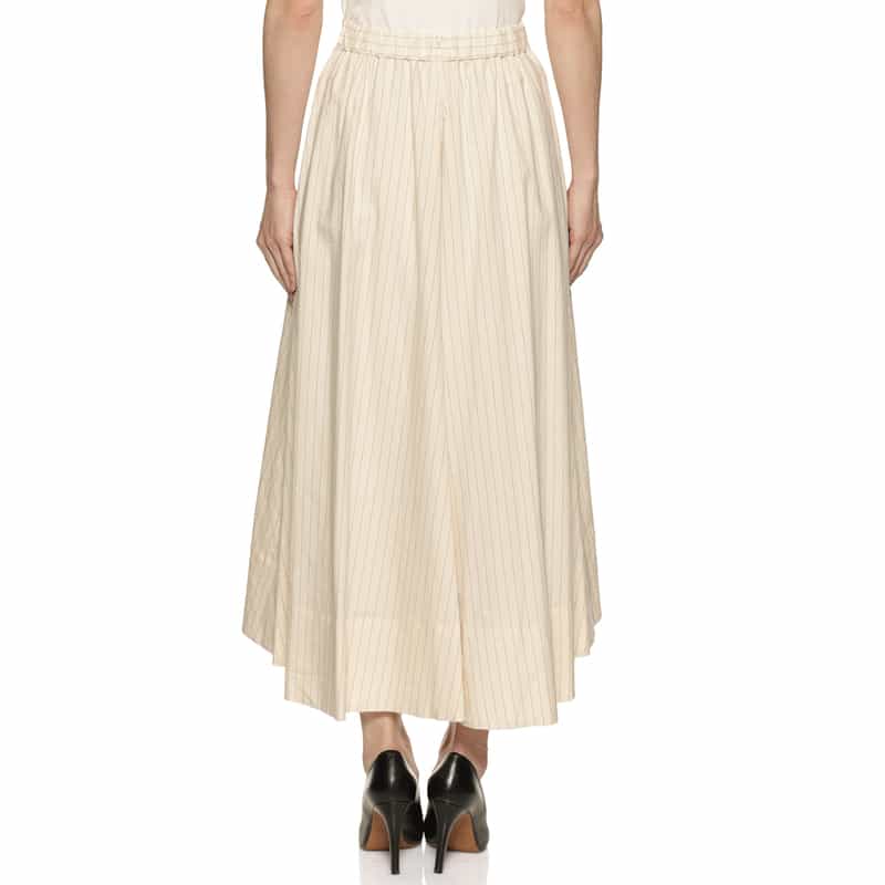 BARNEYS NEW YORK セットアップ ピンストライプ フレアスカート WHITE