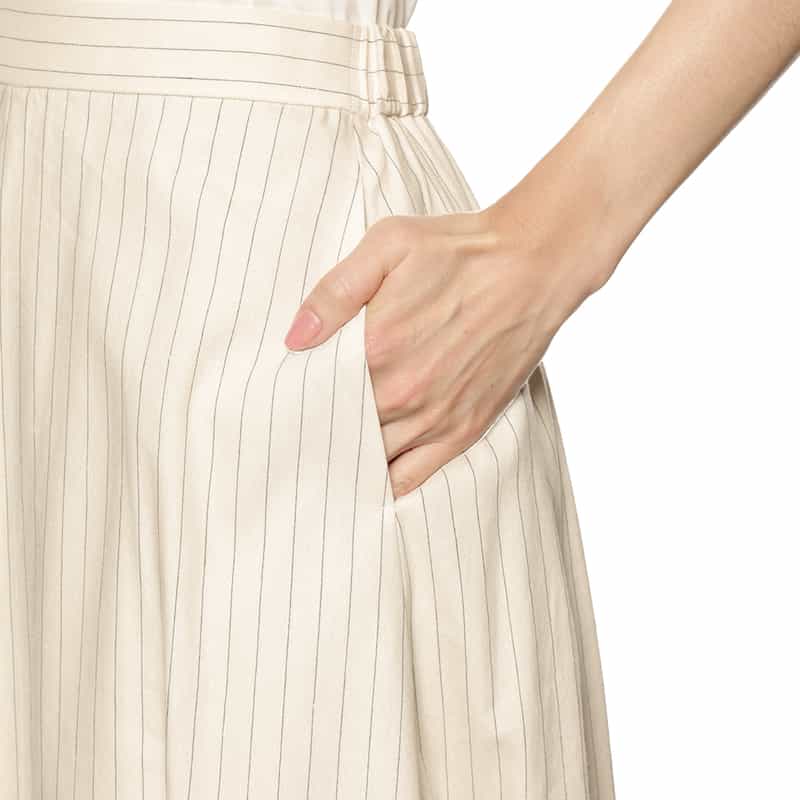 BARNEYS NEW YORK セットアップ ピンストライプ フレアスカート WHITE