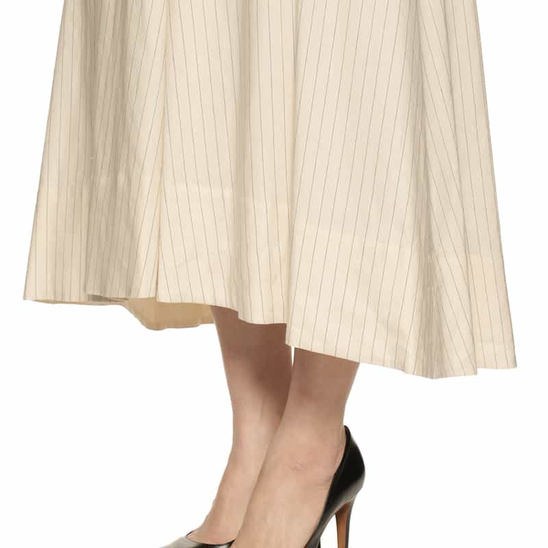 BARNEYS NEW YORK セットアップ ピンストライプ フレアスカート WHITE