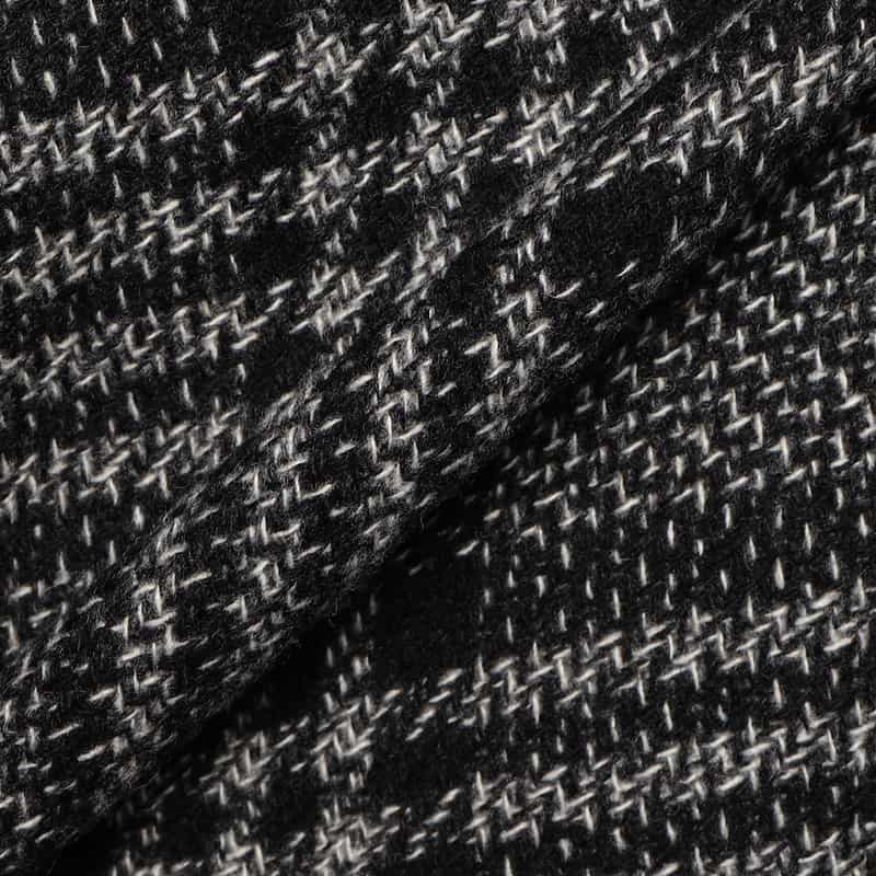 BARNEYS NEW YORK ウールカシミヤ素材 ファー付きスリーブ チェック柄ベルテッドコート BLACK