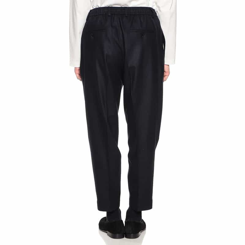 BE.ABLE ワンプリーツフランネルイージーパンツ "DOMINIQUE" NAVY