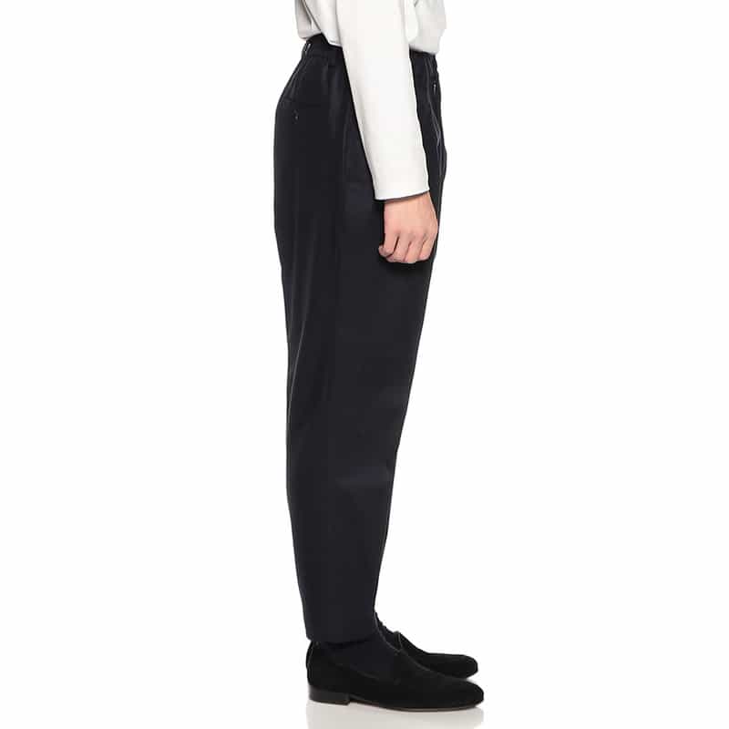 BE.ABLE ワンプリーツフランネルイージーパンツ "DOMINIQUE" NAVY