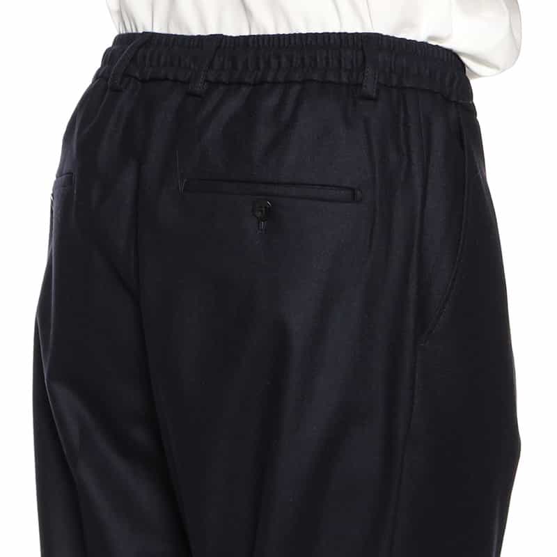 BE.ABLE ワンプリーツフランネルイージーパンツ "DOMINIQUE" NAVY