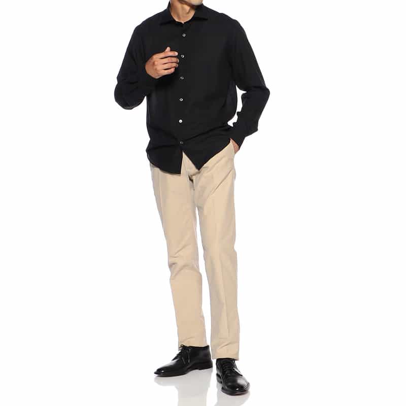 BARNEYS NEW YORK コットンウールシャツ BLACK